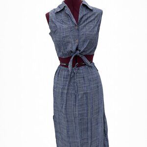 Vintage GUESS Y2K Plaid 2-Piece Set | Tie Crop Top & Side-Slit Midi Skirt